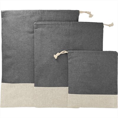 Azusa Recycled Cotton 3pc Travel Pouch Set