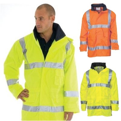 HiVis Breathable Rain Jacket With Reflective Tape