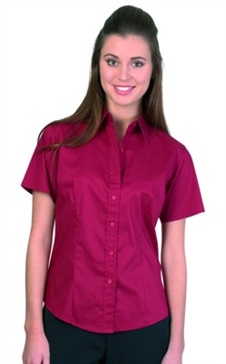 Ladies Colourful Poplin Shirt Short Sleeve