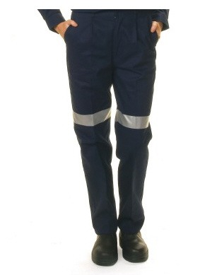 Ladies Custom Cotton Drill Trousers With Reflective Tape