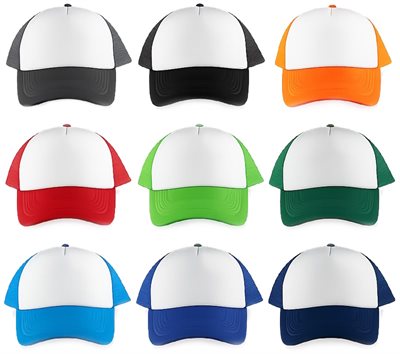 White Fronted 5-Panel Mesh Trucker Hat