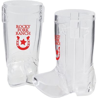 1.5oz Clear Polystyrene Plastic Mini Cowboy Boot Shot Glass