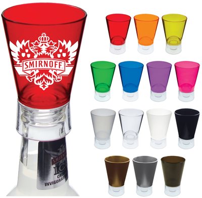 1.5oz Clear Styrene Plastic Bottle Top Shot Glass