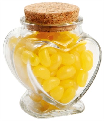 100gm Mini Jelly Beans Corporate Colours Glass Heart Jar