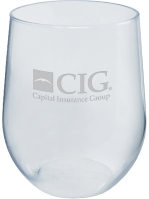 12oz Clear PVC Plastic Stemless Wine Glass