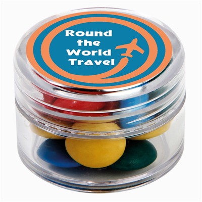 20gm Chocolate Gems Mixed Colours Mini Round Plastic Jar