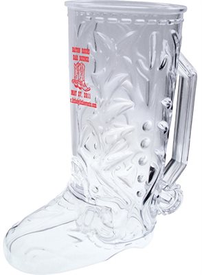 20oz Clear Styrene Plastic Cowboy Boot Mug