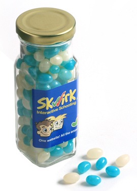 220gm Jelly Beans Mixed Colours Slim Glass Jar