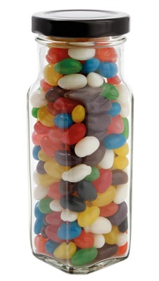 220gm Mini Jelly Beans Mixed Colour Tall Square Jar