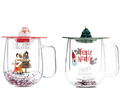 250ml Double Wall Glitter Glass