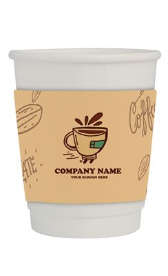 280ml Compostable PLA Double Wall Paper Coffee Cup With Sleeve