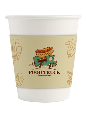 280ml Compostable Single Wall Paper Coffee Cup With Sleeve