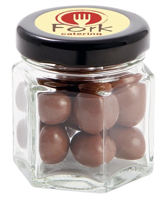 30gm Chocolate Sultanas Small Hexagon Glass Jar