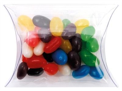 40gm Mini Jelly Beans Mixed Colours Clear Pillow Box