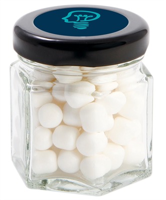 40gm Mini Mints Small Hexagon Glass Jar