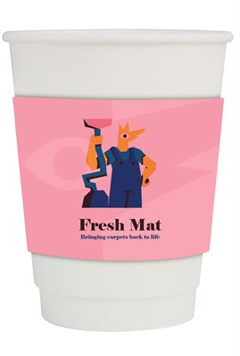 420ml Compostable PLA Double Wall Paper Coffee Cup With Sleeve
