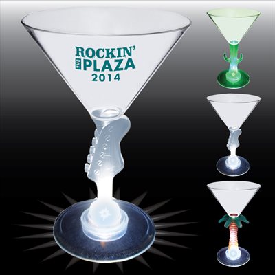 7oz Clear Acrylic Plastic Novelty Light Up Stem Martini Glass