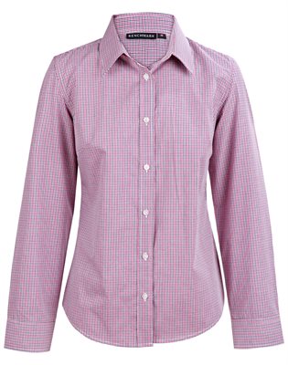 Amos Ladies Two Tone Mini Gingham Long Sleeve Shirt