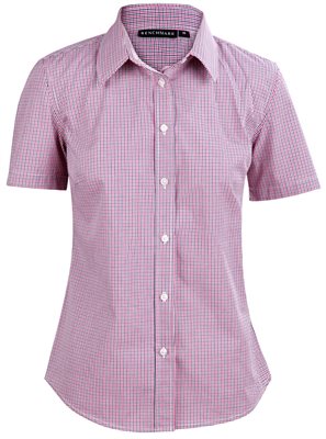 Amos Ladies Two Tone Mini Gingham Short Sleeve Shirt