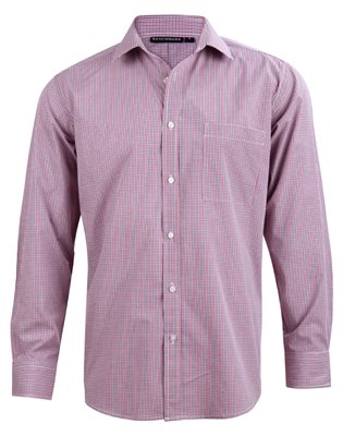 Axel Mens Two Tone Mini Gingham Long Sleeve Shirt