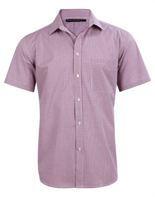 Axel Mens Two Tone Mini Gingham Short Sleeve Shirt