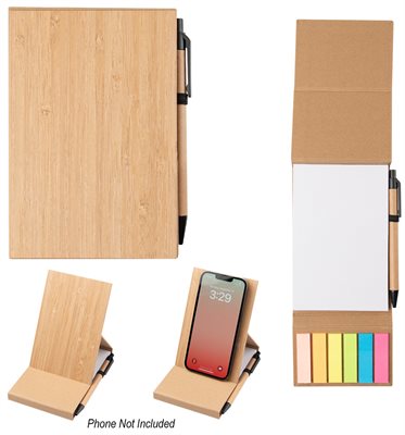 Bamboo Desk Jotter With Phone Stand