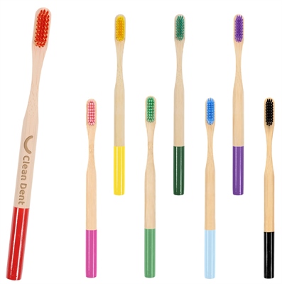 Bamboo Large Round Colourful Handle Toothbrush