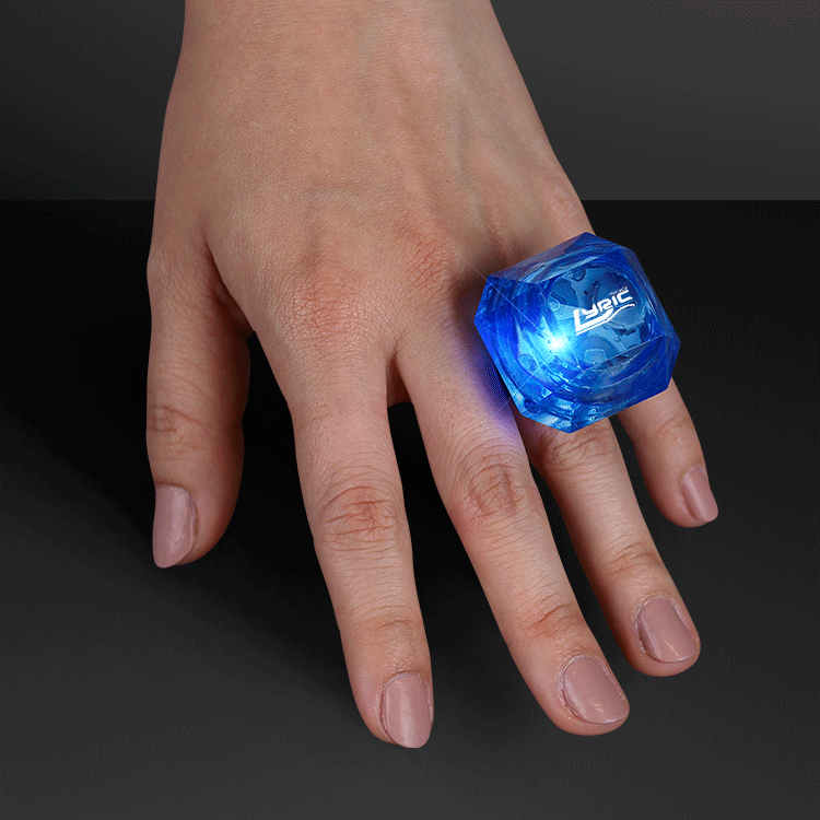 Big Flashing LED Blue Gem Ring
