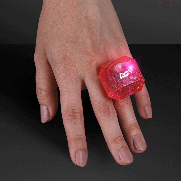 Big Flashing LED Pink Gem Ring
