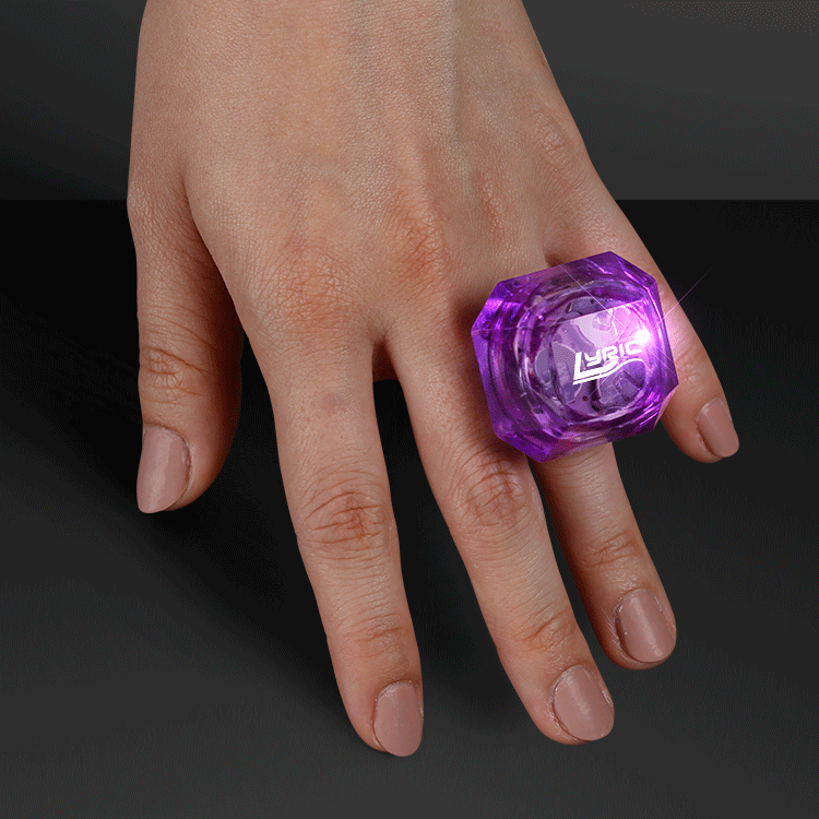Big Flashing LED Purple Gem Ring