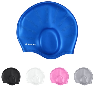 Built-In Earmuff Silicone Swimming Cap