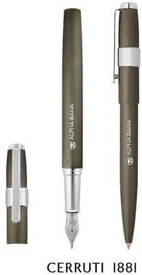 Cerruti 1881® Block Brushed Ballpoint Pen & Fountain Pen Gift Set