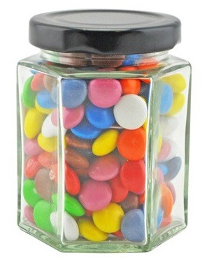 Choc Beans Mixed Colours Large Hexagon Glass Jar