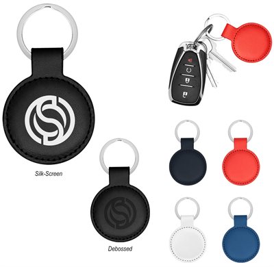 Circle Leatherette Keyring