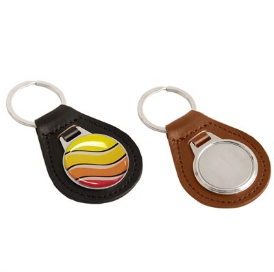 Domed Synthetic Leather Keyring