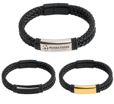 Double Braided Leather Bracelet With Magnetic Clasp