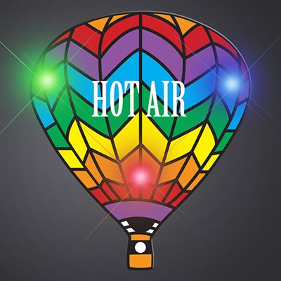 Flashing LED Rainbow Hot Air Balloon Badge