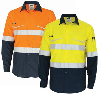 Hi Vis Two Tone RipStop Cotton Cool Long Sleeve Shirt With CSR Reflective Tape