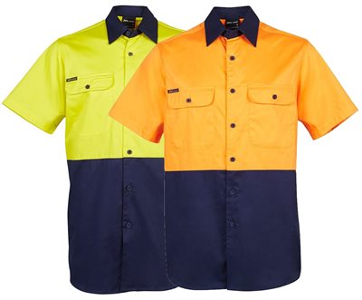 HiVis 150gsm Cotton Drill Safety Shirt Short Sleeve