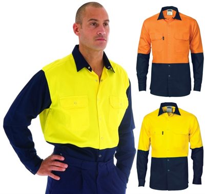 HiVis Two Tone Drill Shirt With Press Stud