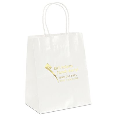 J1A Small White Gloss Paper Bag Twisted Paper Handles
