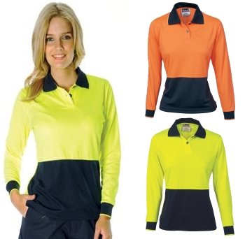 Ladies HiVis Two Tone Polo Long Sleeve