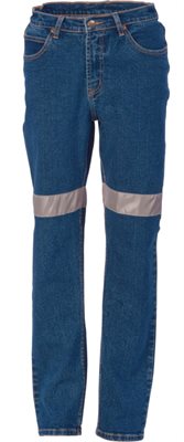 Ladies Taped Denim Stretch Jeans With Reflective Tape