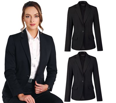 Ladies Wool Blend Stretch One Button Cropped Jacket