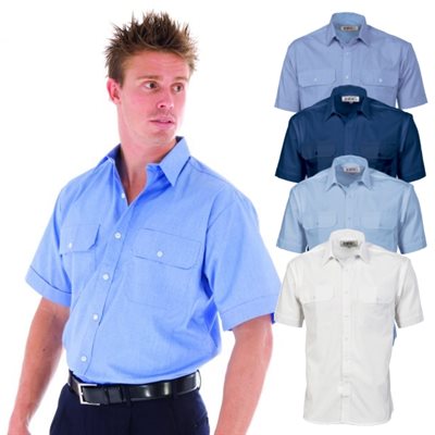 Mens Poly Cotton Work Shirt Short Sleeve