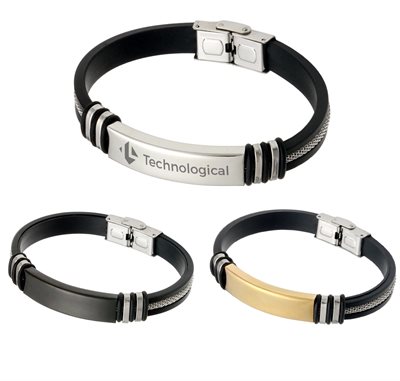 Metal Strip Silicone Bracelet With Hook Buckle
