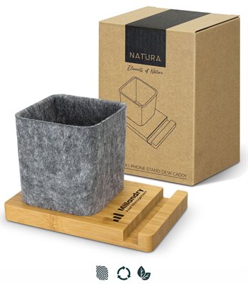 Natura Bamboo Phone Stand & Felt Desk Caddy