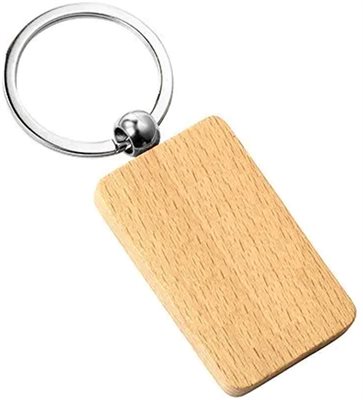 Rectangular Beech Wood Keyring