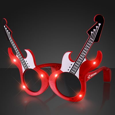 Red Guitar Flashing LED Glasses