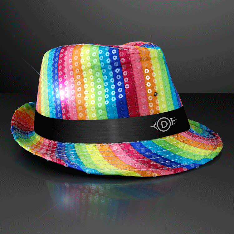 Sequin Fedora Multicolour Hat And Flashing LED